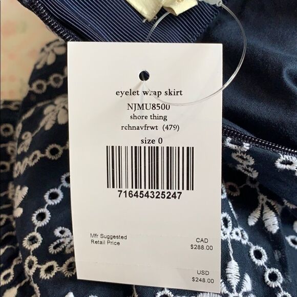 NWT KATE SPADE Shore Thing Eyelet Wrap Skirt SIZE 0 - Picture 12 of 13
